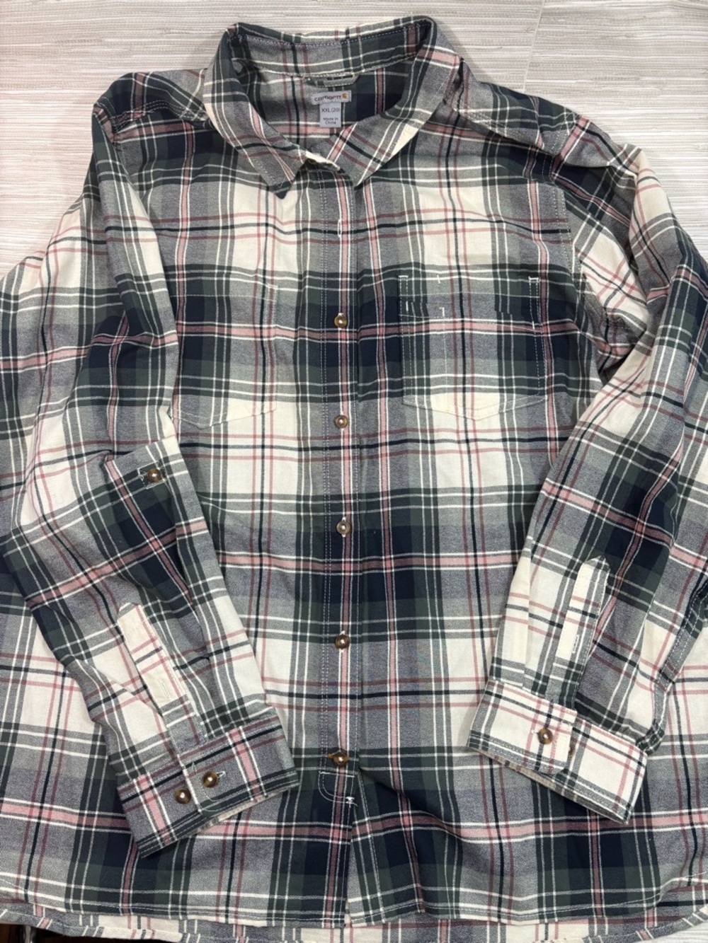 CARHARTT XXL ✨ plus size 20 long sleeve Plaid Button-Up Shirt EUC